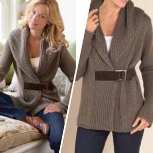 Women's Brown Belted Sweater